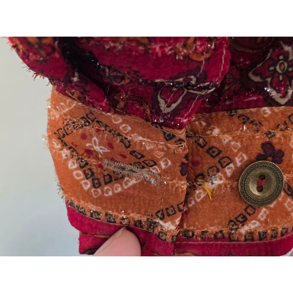 Women's Alfred Dunner Red Beige Patterned Button Down Shirt Size 18 - Picture 8 of 8